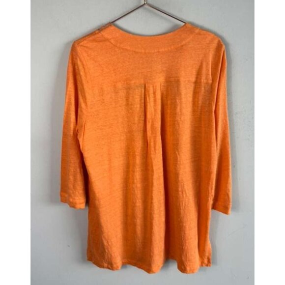 Chico’s Women’s 3/4 Sleeve Linen Beaded Embellished Tunic Top Orange Size L - Picture 3 of 10